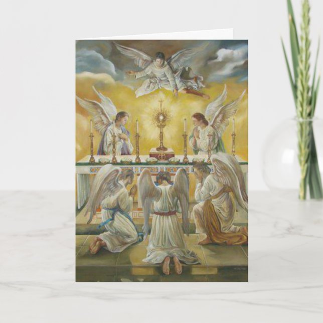 First Holy Communion lHost Chalice Angels Card (Front)