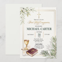 First Holy Communion Olive Branch Bible Invite