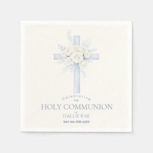 First Holy Communion Paper Napkins, Floral Cross Napkin