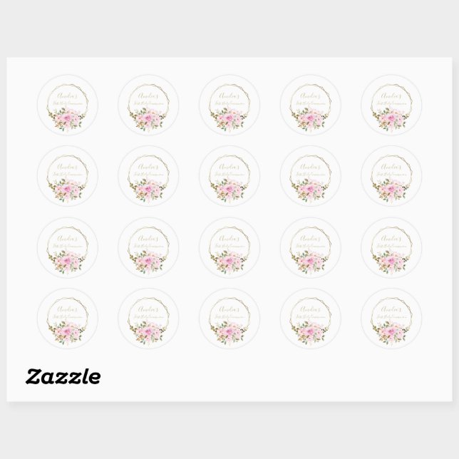 First Holy Communion Party Classic Round Sticker (Sheet)