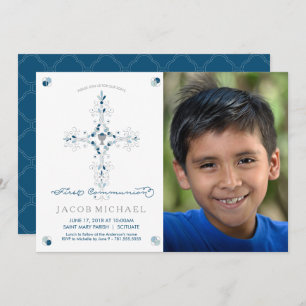 First Holy Communion Photo Invitation Boy's Invite