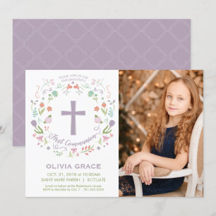First Holy Communion Photo Invitation, Girl Invite
