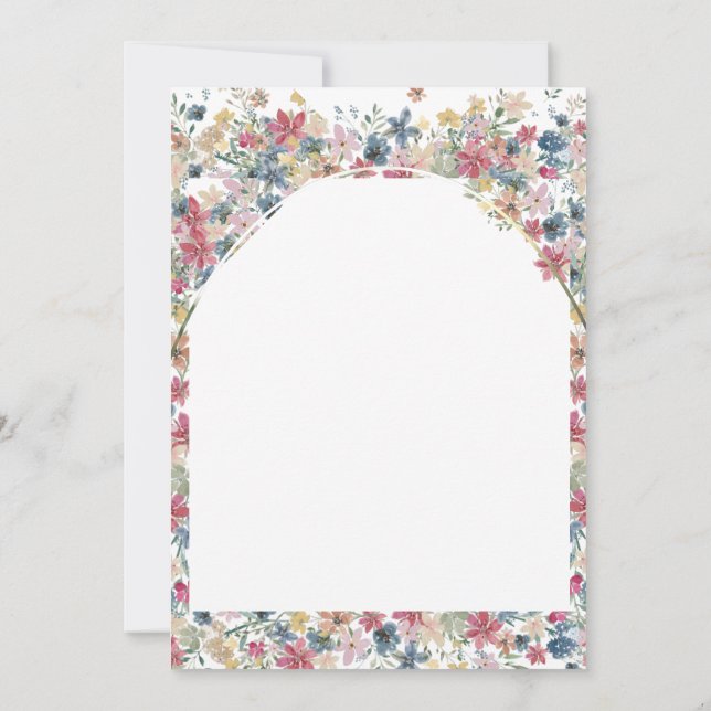 First Holy Communion Photo Modern Field Flowers  Invitation (Back)