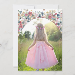 First Holy Communion Photo Modern Field Flowers  Invitation