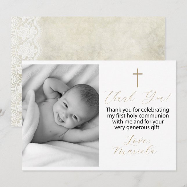 First Holy Communion  photo thank you Invitation (Front/Back)