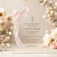 First Holy Communion Pink Coquette Bow Girl
