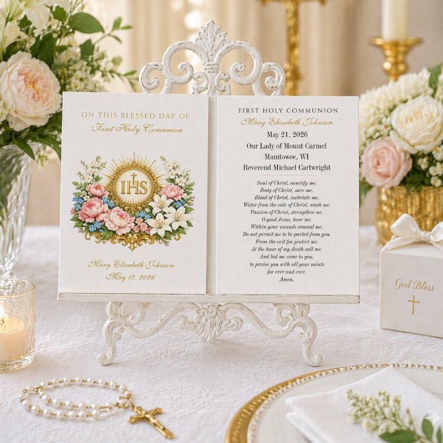 First Holy Communion Remembrance IHS Floral  (Creator Uploaded)