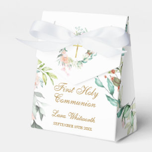 First Holy Communion Roses Floral Garland Favour Box