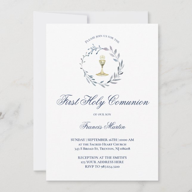 First Holy Communion sacrament Invitation (Front)