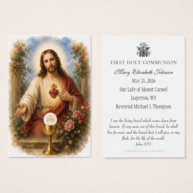 First Holy Communion Sacred Heart Remembrance (Front & Back)
