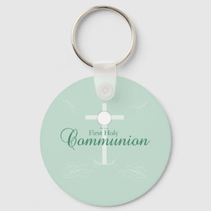 First Holy Communion, Script in Soft Green Key Ring