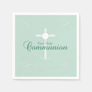 First Holy Communion, Script in Soft Green Napkin