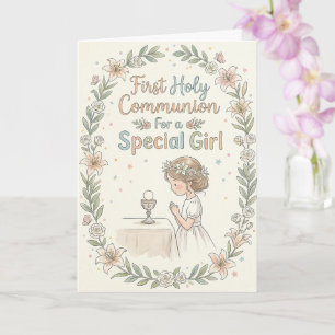 First Holy Communion Special Girl Congratulations  Card