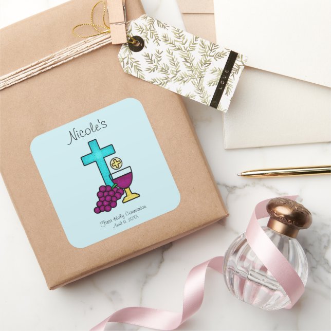 First Holy Communion Square Sticker (Gifting)