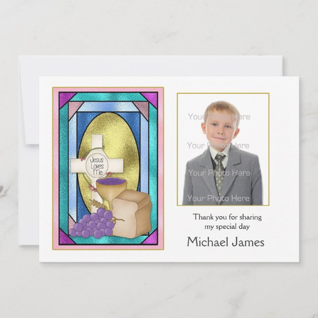 First Holy Communion Symbols Photo Card (Front)