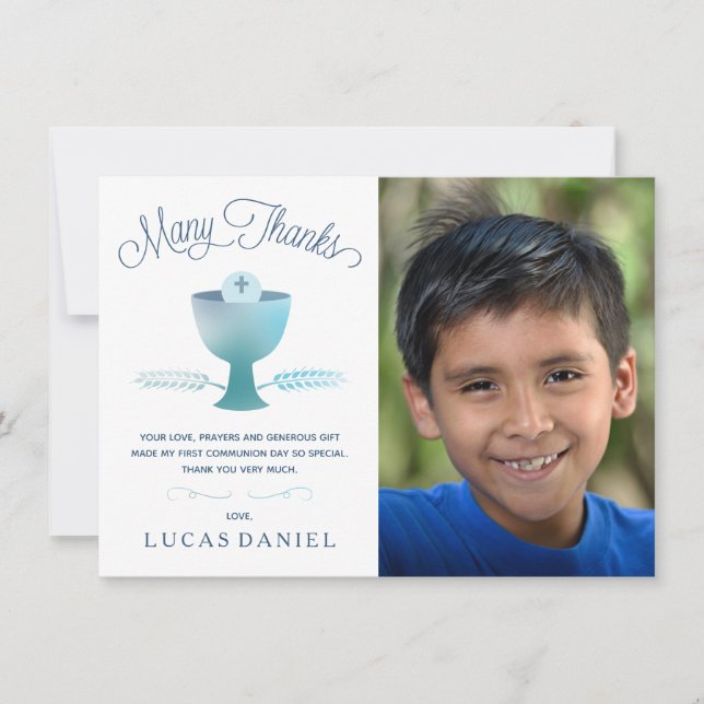 First Holy Communion Thank You Card - Picture, Boy (Front)