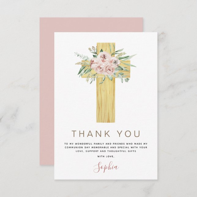 First Holy Communion Thank You Dusty Pink (Front/Back)