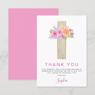 First Holy Communion Thank You Floral Pink Rose