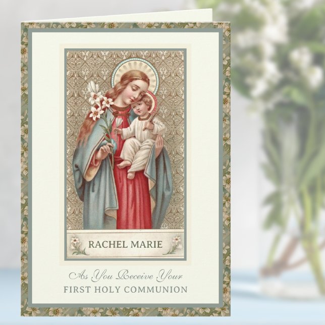 First Holy Communion Virgin Mary Jesus Prayer Card (Creator Uploaded)