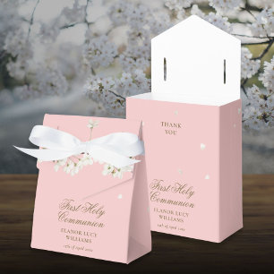 First Holy Communion White Blossom Floral Pink  Favour Box