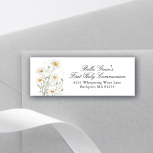 First Holy Communion White Daisy Return Address Label