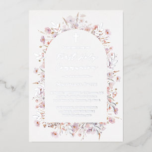 First Holy Communion wildflowers silver