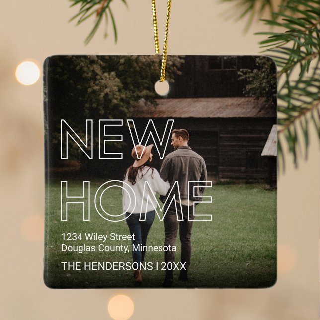First House 2 Photo Christmas Ceramic Ornament (Creator Uploaded)