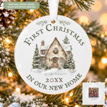First House New Home Ornament Watercolor Cottage