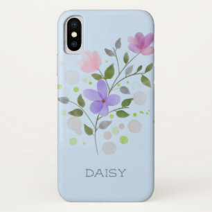First Initial Plus Name Daisy with Flowers iPhone X Case