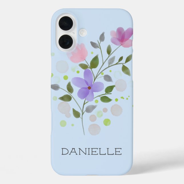 First Initial Plus Name Danielle with Flowers Case-Mate iPhone Case (Back)