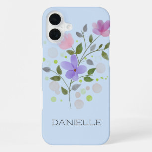 First Initial Plus Name Danielle with Flowers iPhone 16 Plus Case