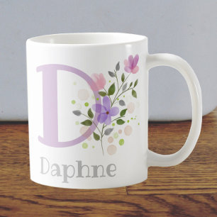First Initial Plus Name Daphne with Flowers Coffee Mug