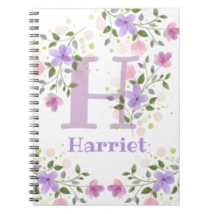 First Initial Plus Name Harriet. Floral Design Notebook