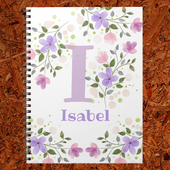 First Initial Plus Name Isabel with Flowers Notebook (Creator Uploaded)