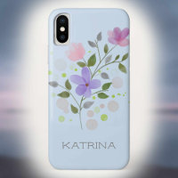 First Initial Plus Name Katrina with Flowers
