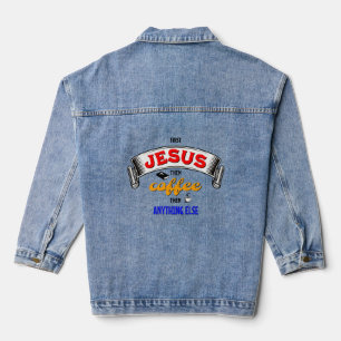 FIRST JESUS THEN COFFEE Christian Denim Jacket