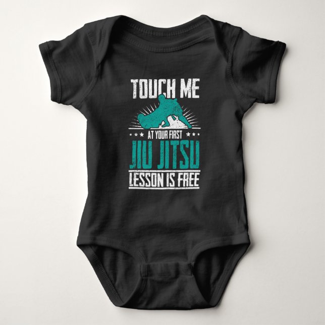 First Jiu Jitsu Lesson Is Free Brazilian BJJ Baby Bodysuit (Front)