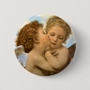 First Kiss (angel detail) by Bouguereau 6 Cm Round Badge