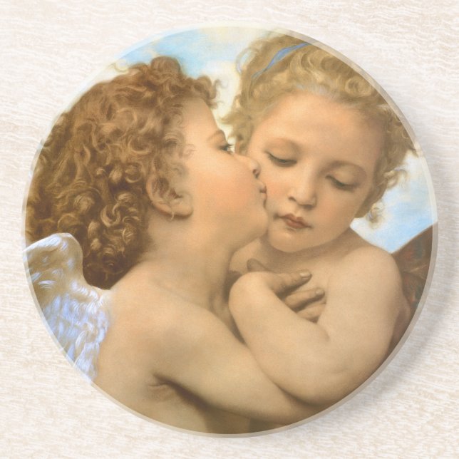 First Kiss (angel detail) by Bouguereau Coaster (Front)