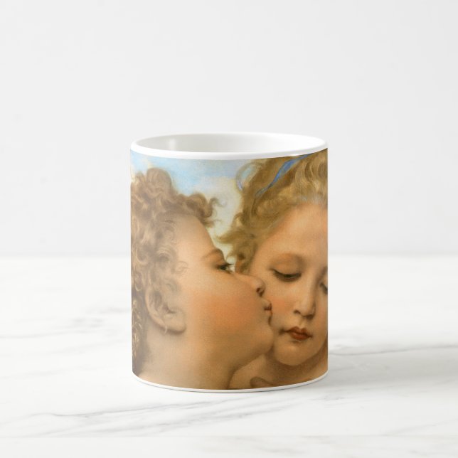 First Kiss (angel detail) by Bouguereau Coffee Mug (Center)