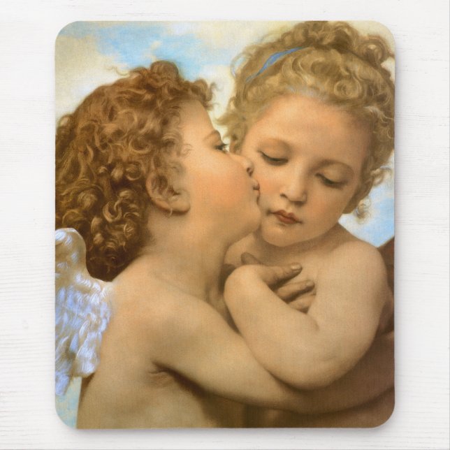 First Kiss (angel detail) by Bouguereau Mouse Pad (Front)