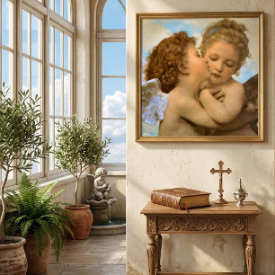 First Kiss (angel detail) by Bouguereau Poster