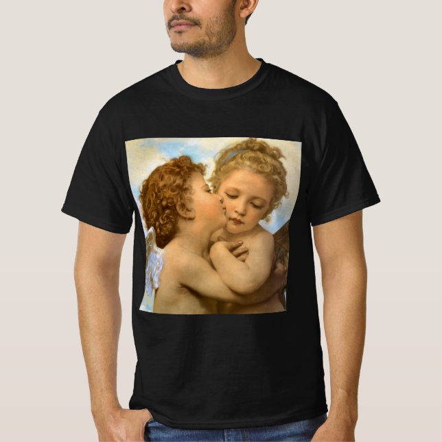 First Kiss (angel detail) by Bouguereau T-Shirt (Front)