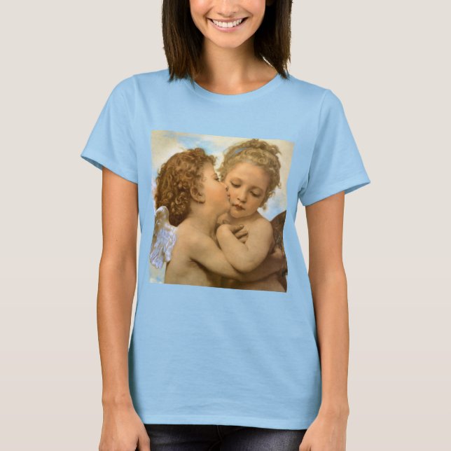 First Kiss (angel detail) by Bouguereau T-Shirt (Front)