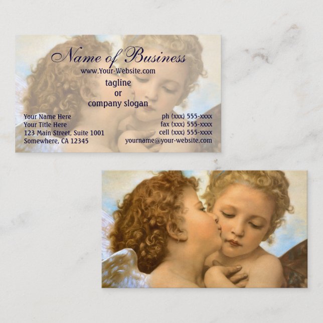 First Kiss, L'Amour et Psyché, Enfants, Bouguereau Business Card (Front/Back)