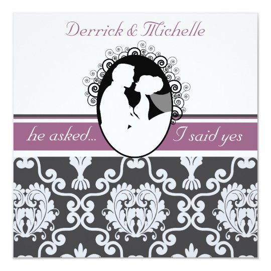First Kiss Purple Customised Wedding Invitation