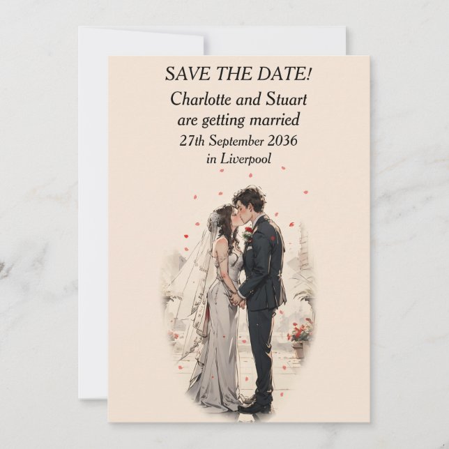 First Kiss Save The Date Card (Front)