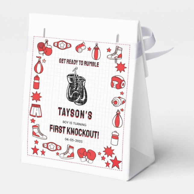 First Knockout Boxing 1st Birthday – Fun Kids  Favour Box (Back Side)