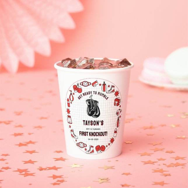 First Knockout Boxing 1st Birthday – Fun Kids  Paper Cups (Insitu)