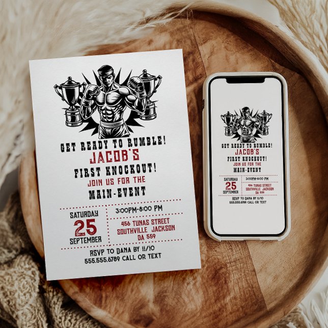 First Knockout Boxing Birthday Invitation (Creator Uploaded)